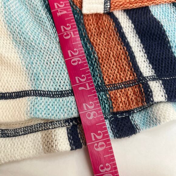 Soft Surroundings Bimini Knit Hoodie Sweater Medium Blue Striped Cotton Pullover - Picture 9 of 9